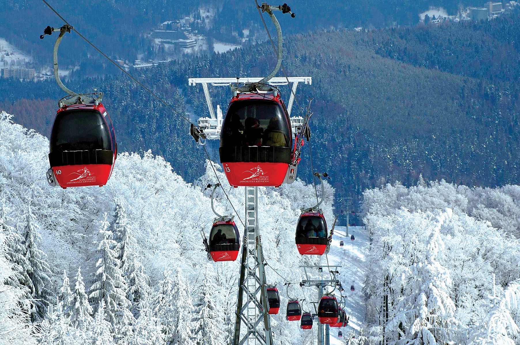 Kolejka gondolowa na Jaworzynę Krynicką zimą